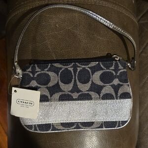 Coach Denim and Silver Wristlet